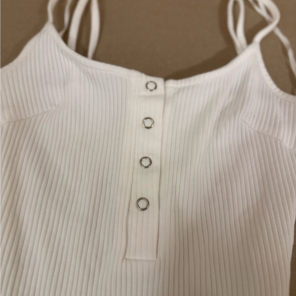 White Ribbed Bodysuit by THATSSOFETCH - Picture 2 of 4